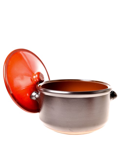 Cocotte ronde céramique rouge et noir 25 cm 4 litres